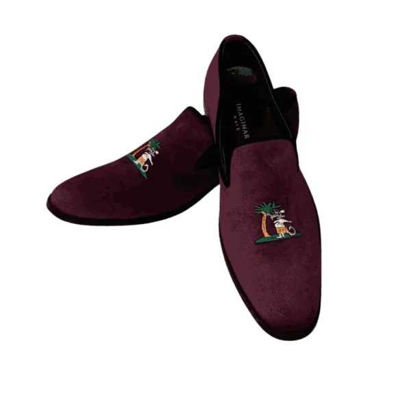 Burgundy Velvet Loafers