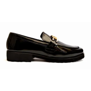 Luxury Loafers for Men - Black Patent with Gold Chain