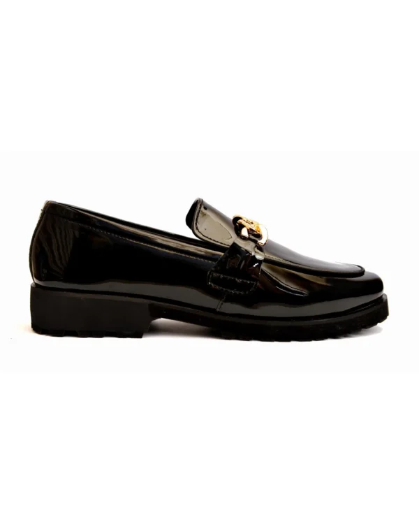 Luxury Loafers for Men - Black Patent with Gold Chain