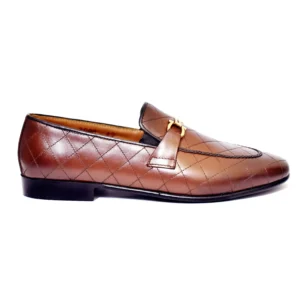 Premium Brown Loafers with Gold Accent